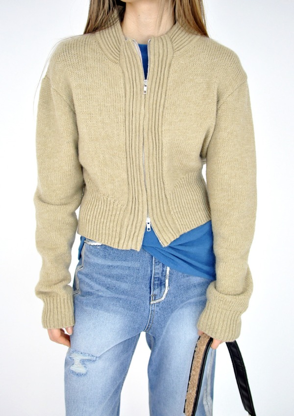 two way knit zip-up(2color)