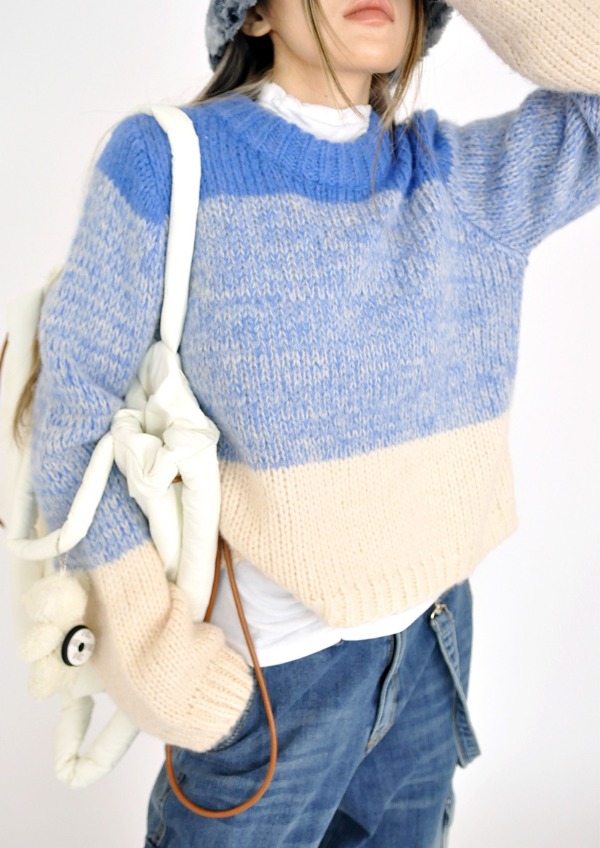 two tone block knit(2color)