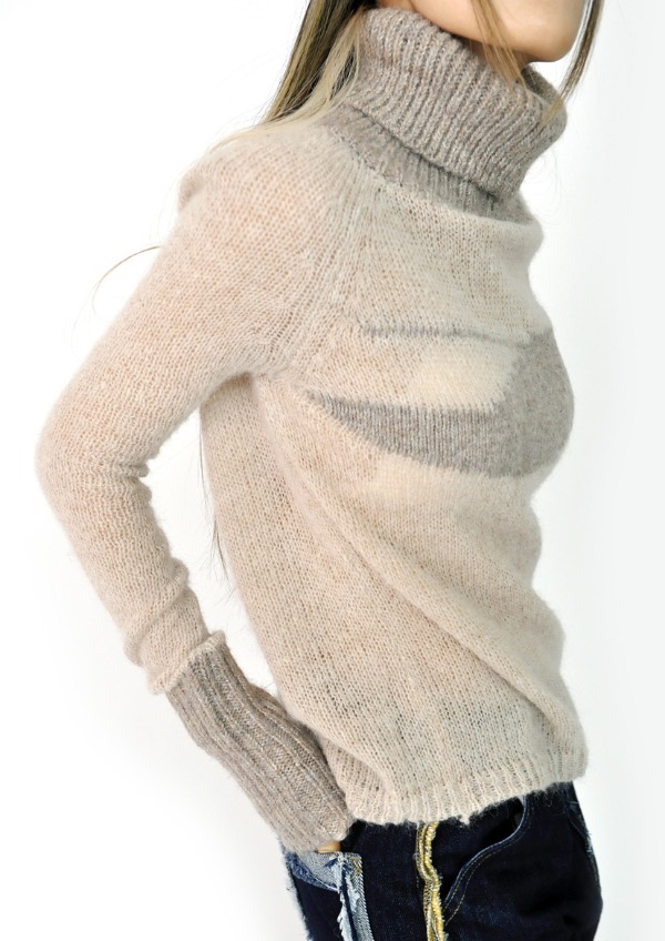 beige see-through knit