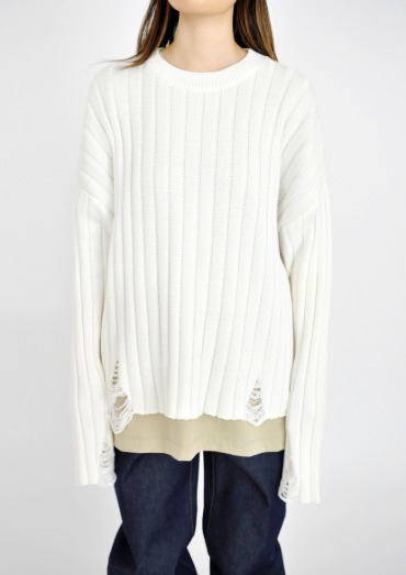 damaged straight knit(3color)