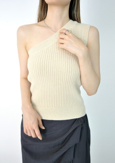 one shoulder knit vest(3color)