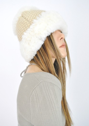 knit fur hat(2color)