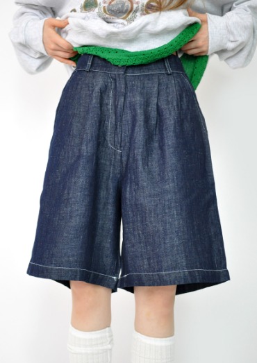 linen denim shorts(2color)