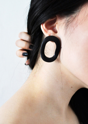 wave wood earring(2color)