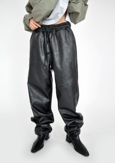 leather banding pants(2color)
