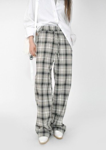 cotton check pants(3color)